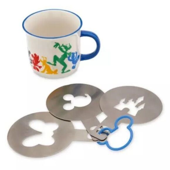 Mickey & Friends Mug & Coffee /Latte Stencil Set Disney NWT - Picture 1 of 5